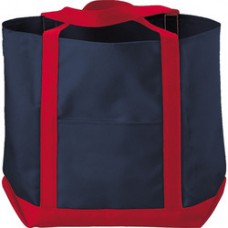 Navy/Red Polyester Tote Bag