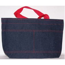 Denim Tote Bag" with Red Top-Stitching